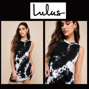 NWT Lulu Blue Tie-Dye Sleeveless Shift Dress (Size M)